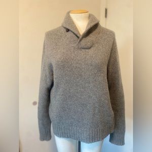 Polo By Ralph Lauren L Shawl Sweater Gray Blend Merino Wool /Angora Rabbit